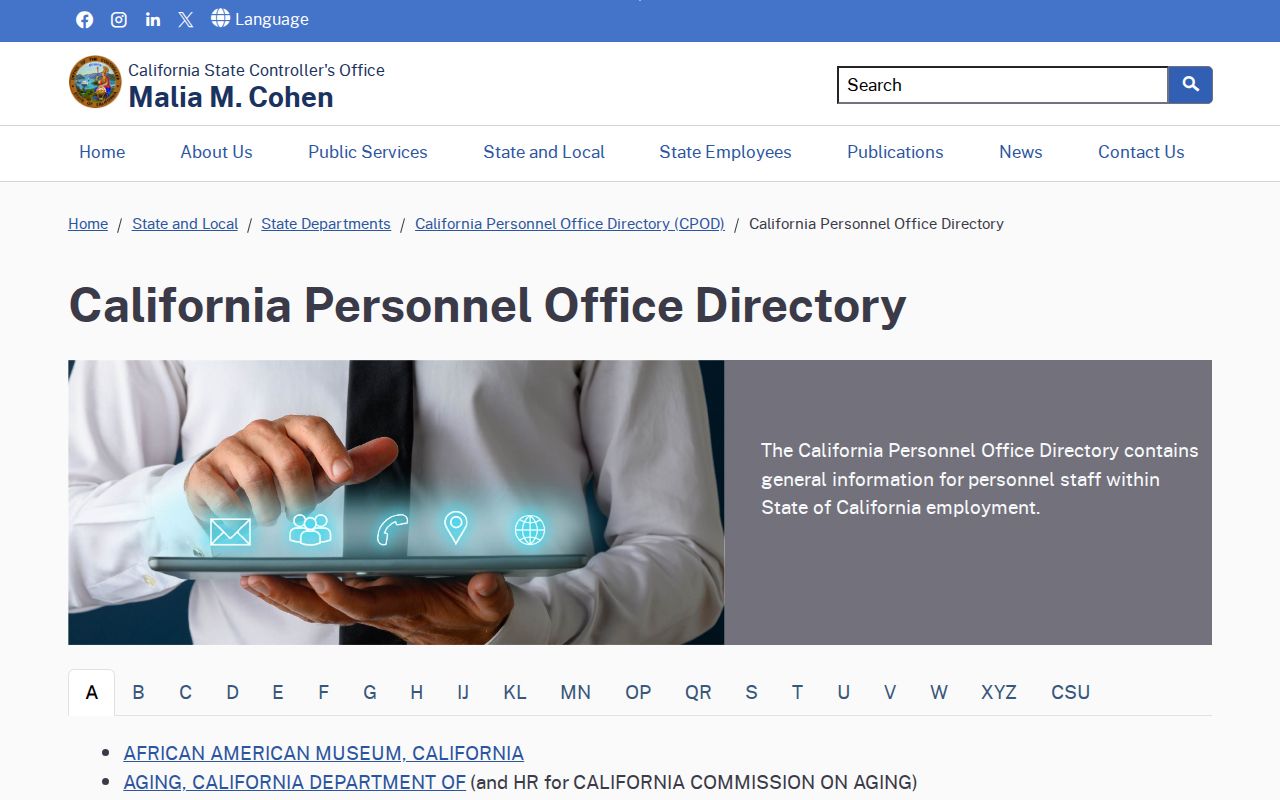 California personnel office listing used with Santee people directories